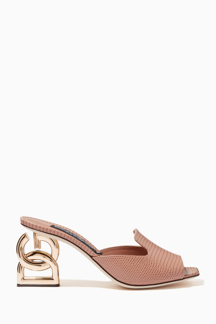 

DG Logo Heel Mules in Leather, Neutral