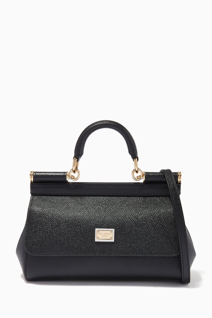

Small Miss Sicily East West Bag in Dauphine Leather, Black