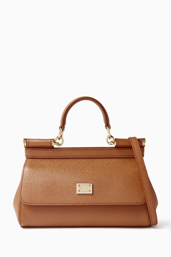 

Small Miss Sicily East West Bag in Dauphine Leather, Brown