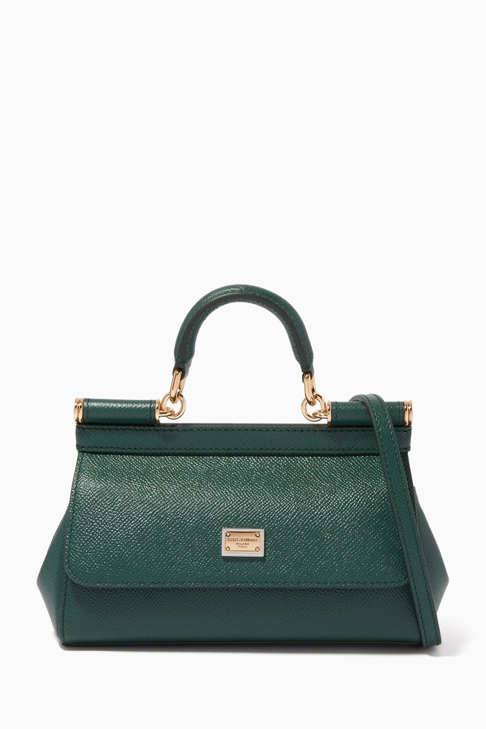 

Miss Sicily East West Small Bag in Dauphine Leather, Green