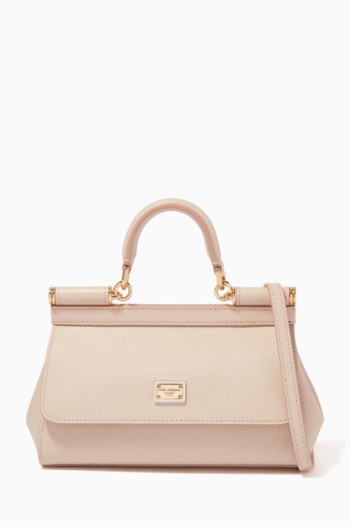 

Miss Sicily East West Small Bag in Dauphine Leather, Pink
