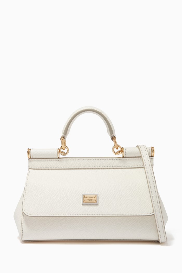 Sicily Long Small Bag in Dauphine Leather, White