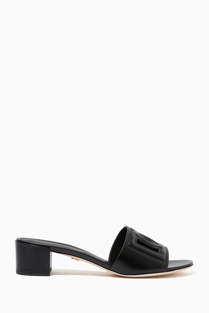 

Bianca Mules with DG Millenials Logo in Calfskin, Black