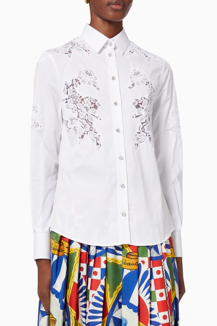 

Broderie Anglaise Shirt in Cotton Poplin, White
