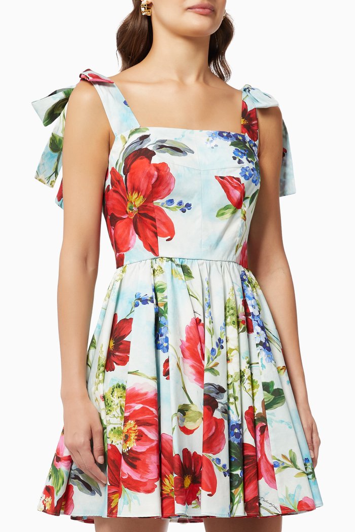 

Renaissance Mini Dress in Cotton, Blue
