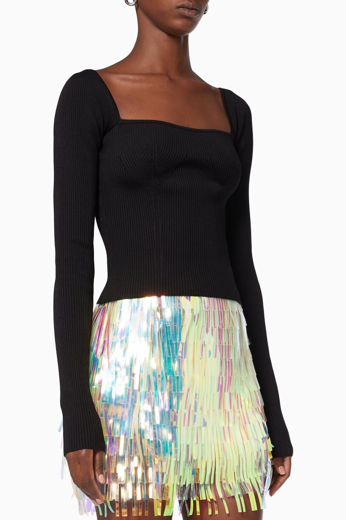 

Long Sleeve Sweater in Viscose, Black