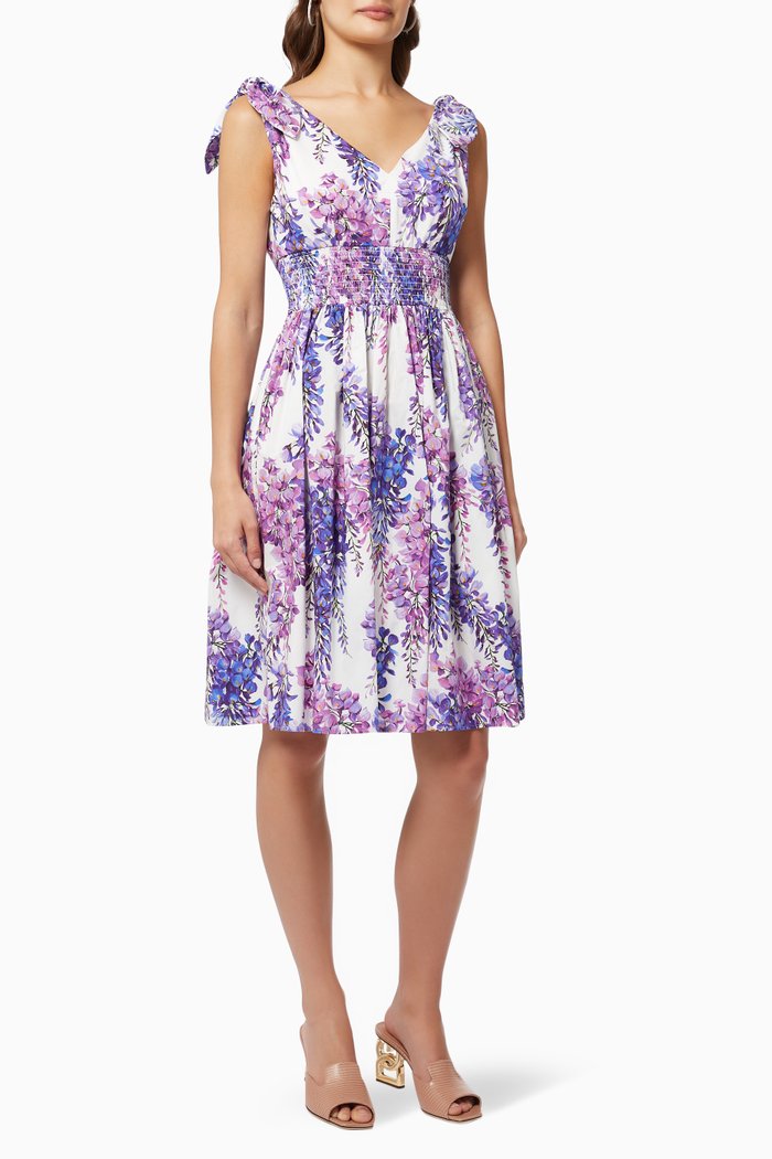 Wisteria Midi Dress in Cotton Poplin, Purple