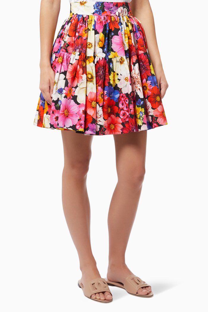 

Garden Gathered Short Skirt in Cotton Poplin, Pink