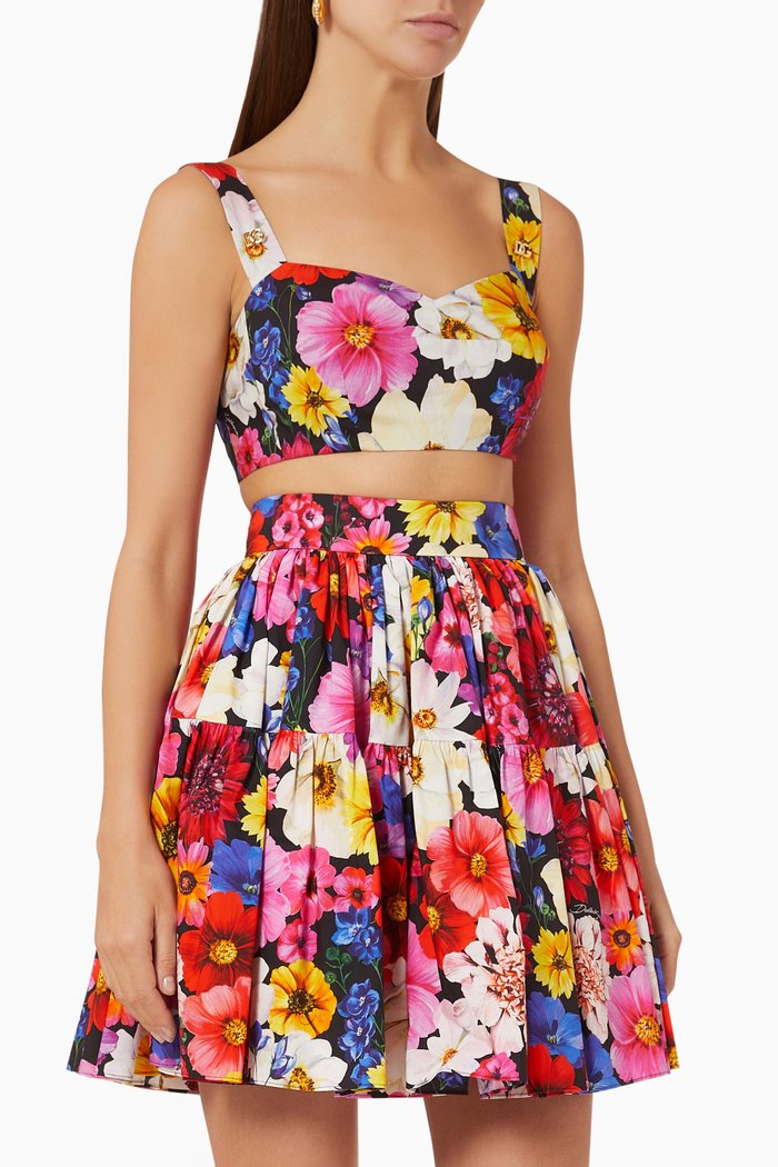 

Renaissance Garden Bustier Top in Cotton Poplin, Pink