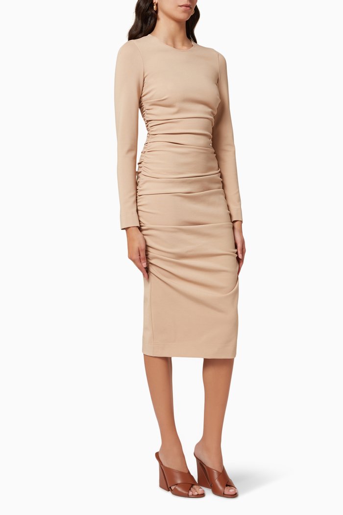 

Draped Midi Dress in Stretch Jersey, Neutral