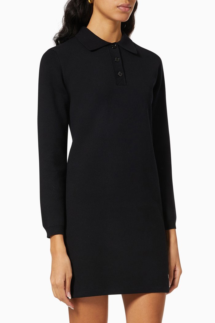 

The 3/4 Tennis Dress in Cotton Blend, Black
