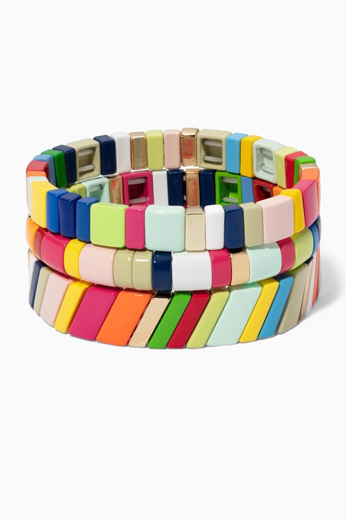 

Fruit Brite Bracelet in Stretch Enamel, Set of 3, Multicolour