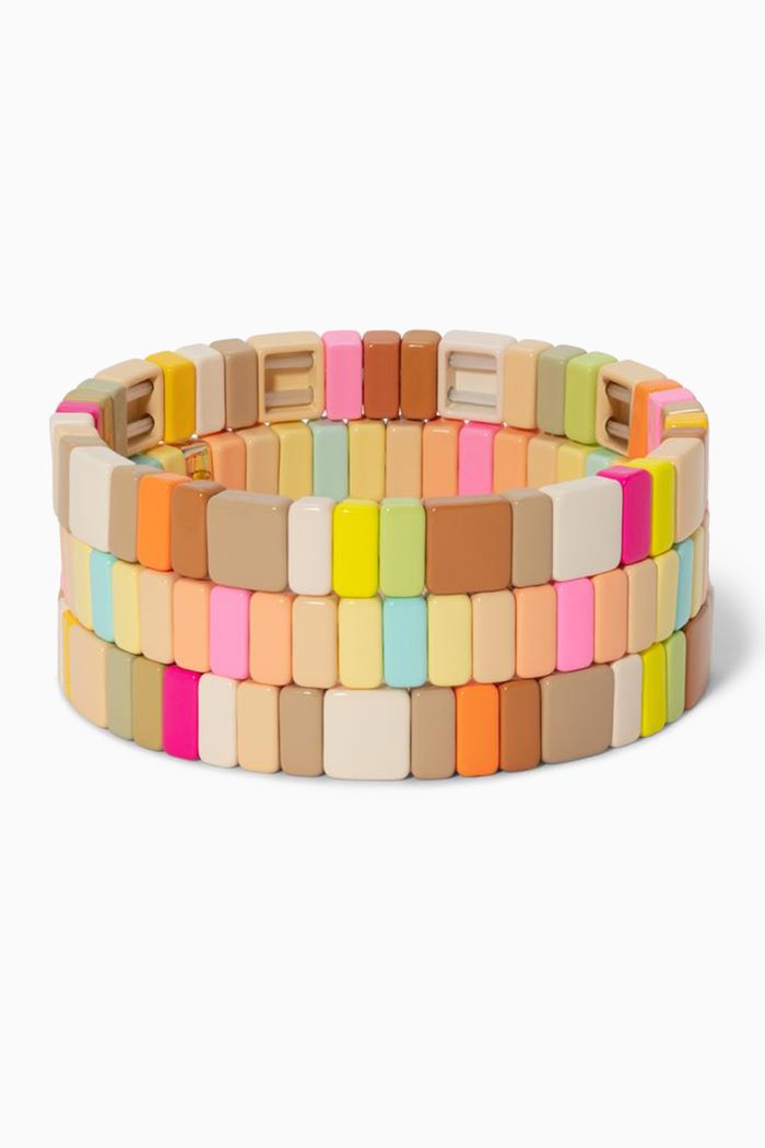 

Neons & Neutrals Bracelet in Stretch Enamel, Set of 3, Multicolour