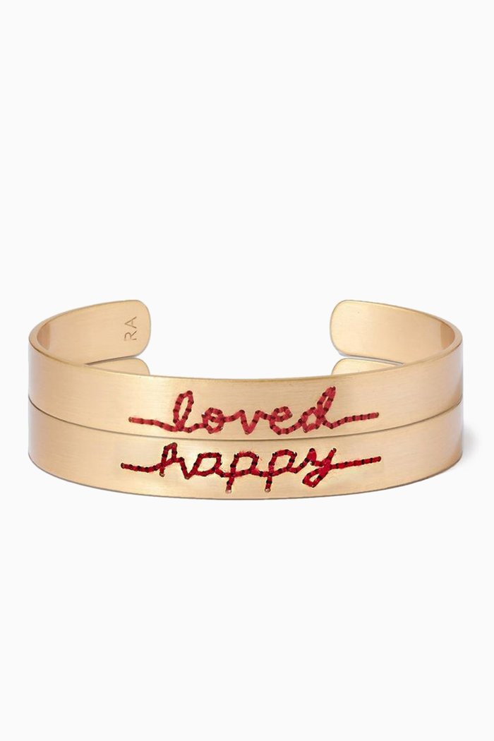 

Stitched Cuffs in Gold-plated Brass, Set of 2