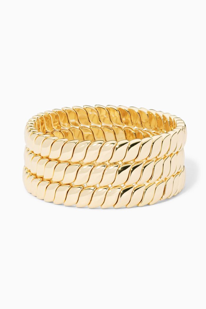 

Smooth Moves Bracelet in Stretch Gold-plated Brass, Set of 3