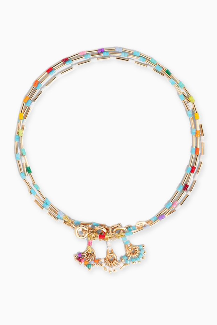 

Barely There But There Anklet in Stretch Enamel & Gold-plated Brass, Set of 3, Multicolour