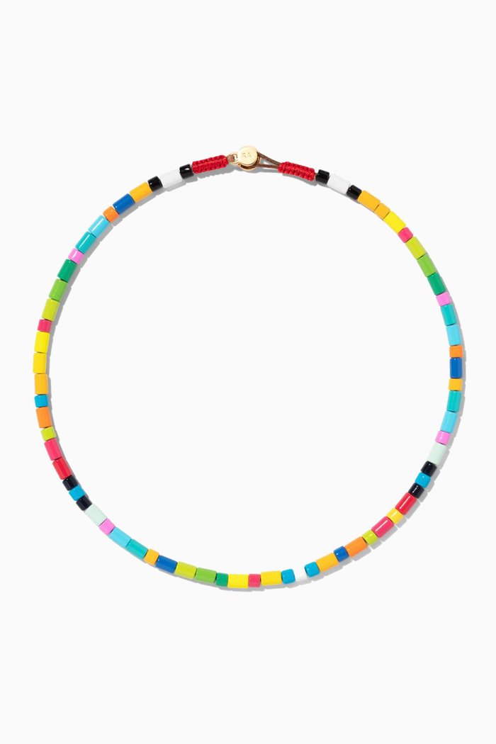 

Starburst U-Tube Necklace in Enamel & Gold-plated Brass, Multicolour
