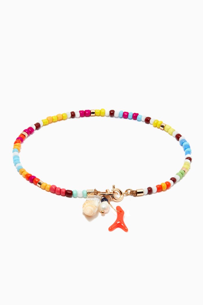 The Brighter The Better Anklet in Enamel & Gold-plated Brass, Multicolour