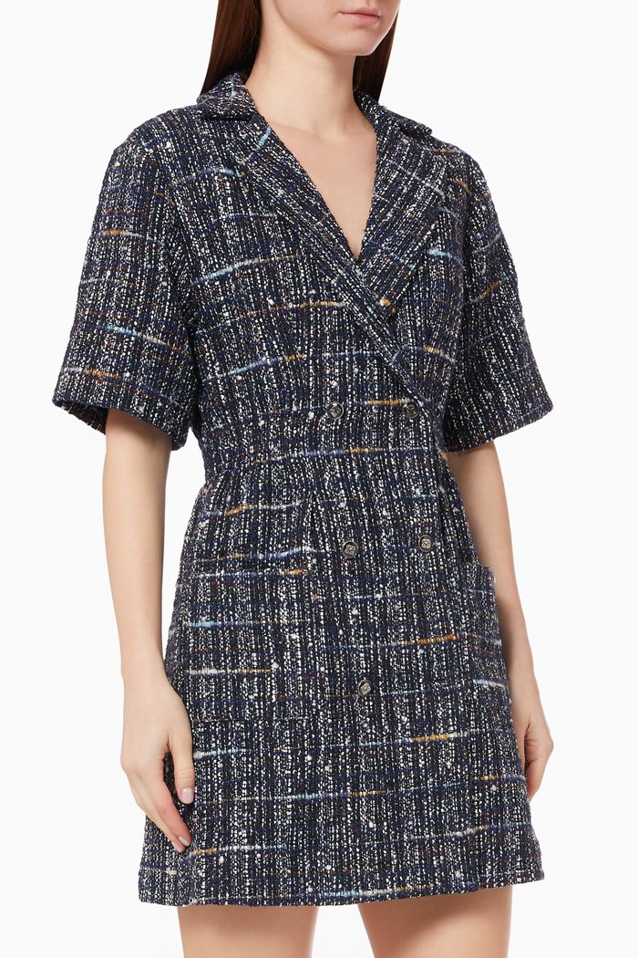 

Double Breasted Mini Dress in Tweed, Blue
