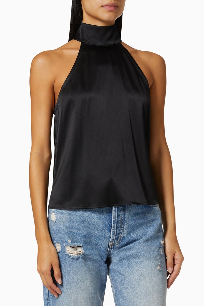 

Sylvia Halterneck Top in Silk, Black