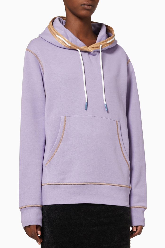 Contrast Trim Hoodie, Purple