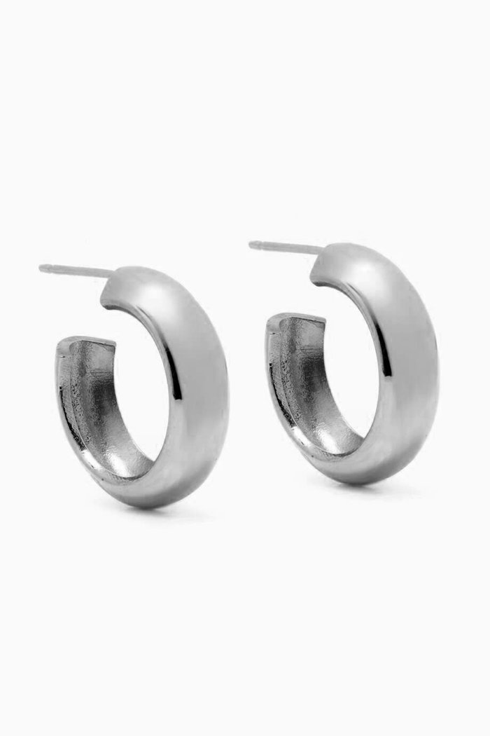 

Mini Cusp Hoop Earrings in Platinum Plating, Silver