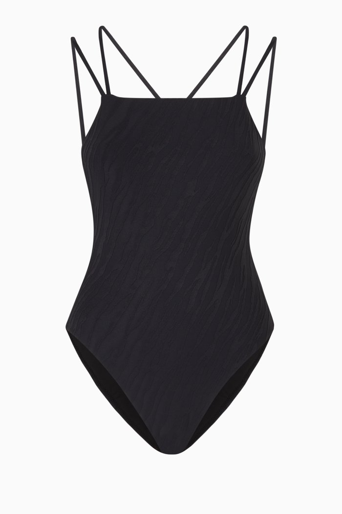 

Charley One Piece Swimsuit in Zebra Jacquard, Black