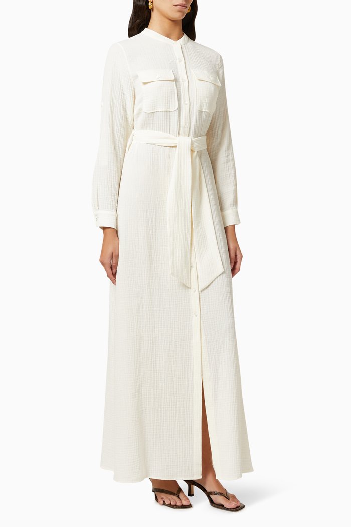 

Ester Shirt Dress in Organic Cotton Gauze, Neutral
