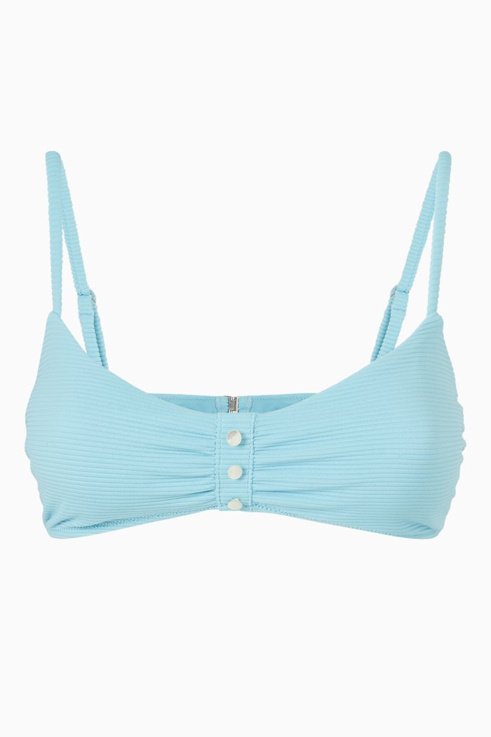 

Charmaine Bikini Top in Ribbed Nylon Spandex, Blue