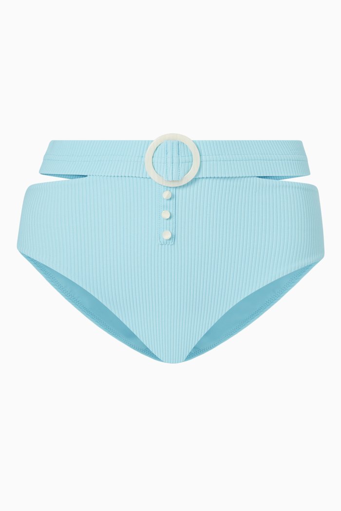 

Constance Bikini Bottom in Ribbed Nylon Spandex, Blue