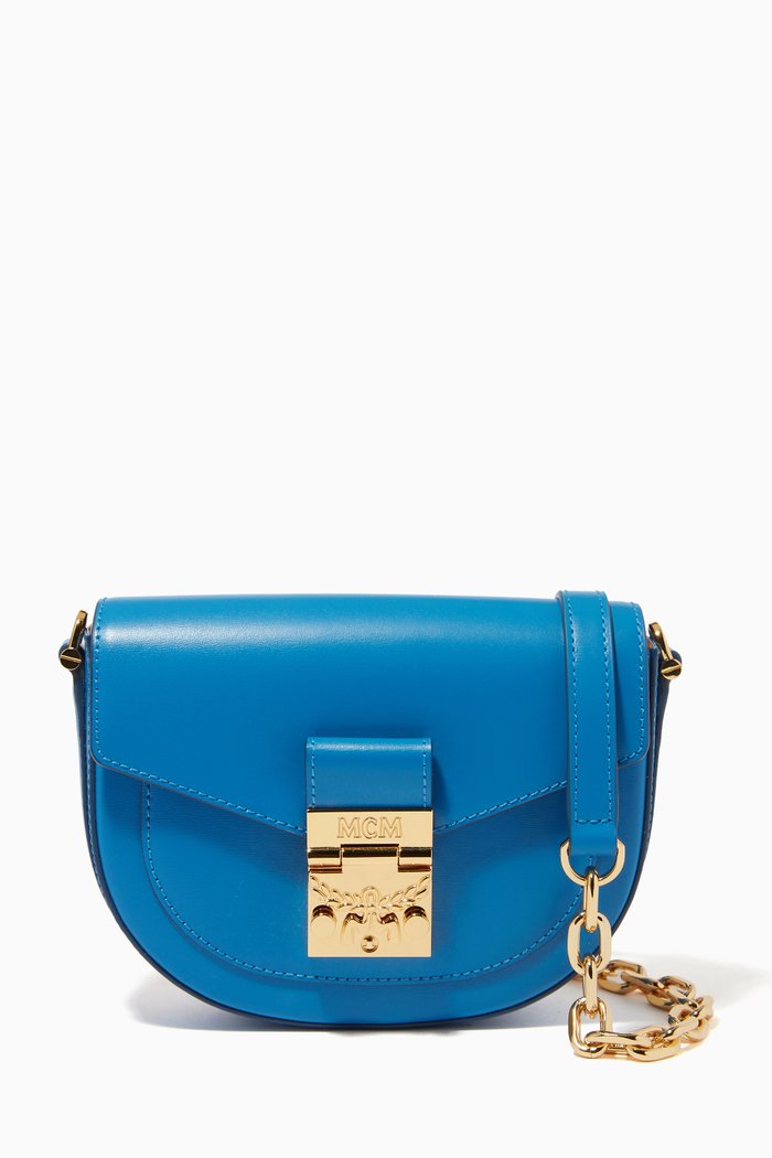 

Mini Patricia Round Crossbody in Spanish Leather, Blue