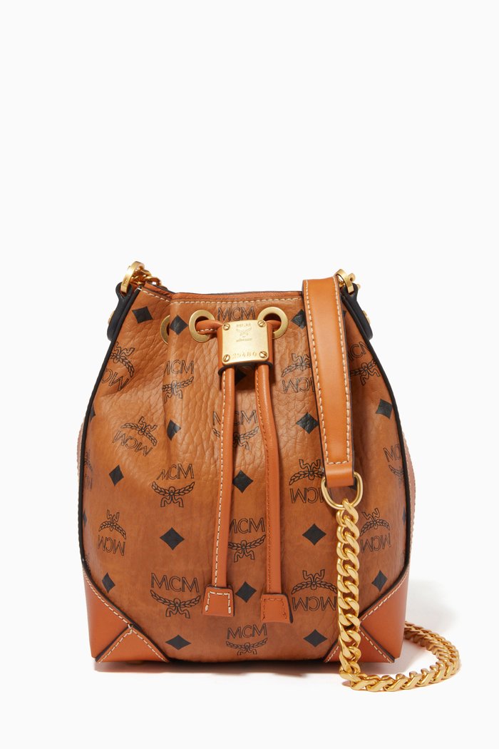 

Mini Soft Berlin Drawstring Bag in Visetos, Brown