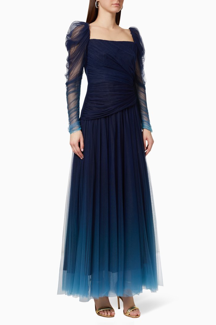 

Ombre Ruched Dress, Blue