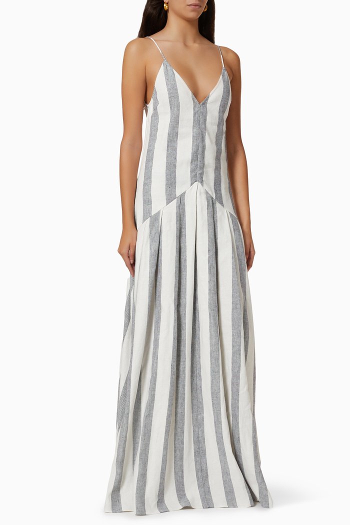 

Dolomites Hand Pleated Maxi Dress in Linen, Neutral