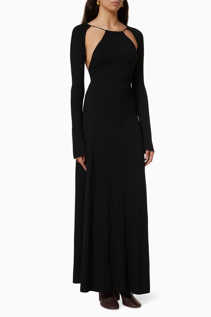 

Venus Maxi Dress in Rib-knit, Black
