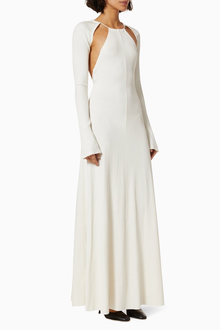 

Venus Maxi Dress in Rib-knit, White