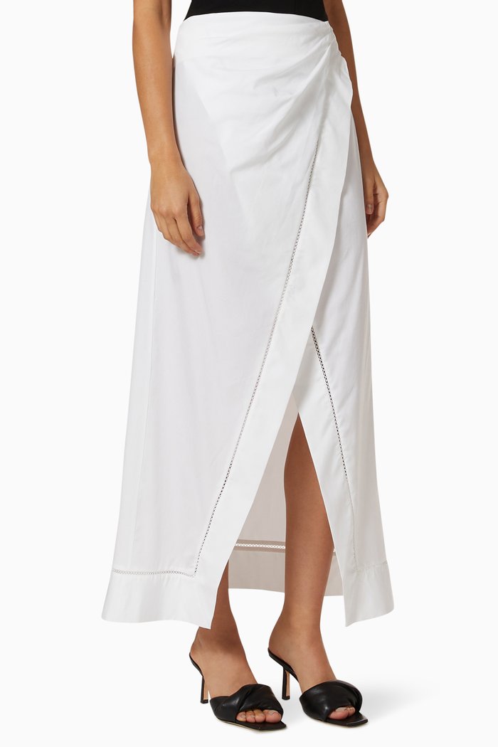 

Voltare Wrap Skirt in Cotton Poplin, White