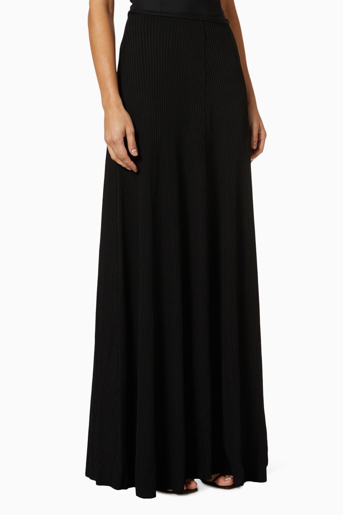 

Neptune Rib Maxi Skirt in Rib-knit, Black