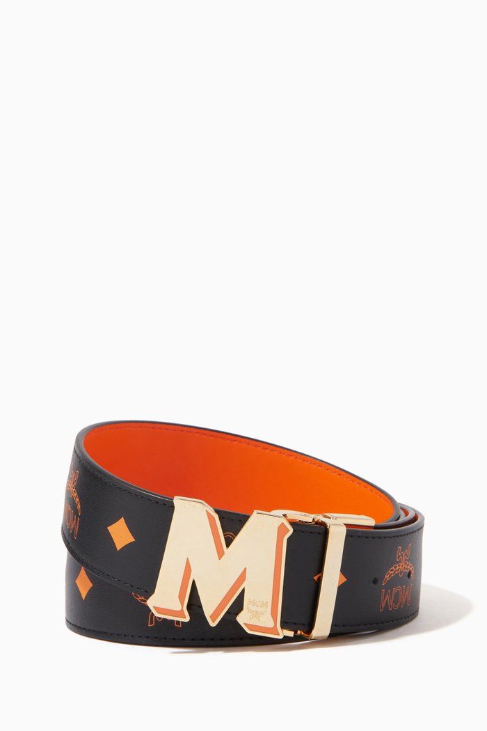

Claus Epoxy M Reversible Belt in Visetos Embossed Leather, 1.5", Orange