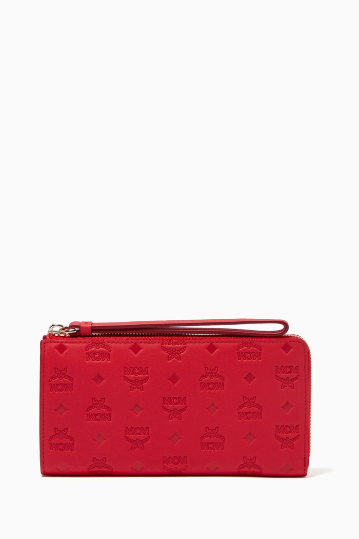 

Large Klara Zip Around Wallet in Monogram Leather, Red