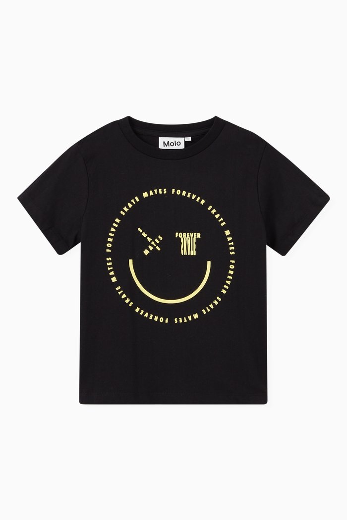 

Smiley Face T-Shirt in Organic Cotton, Black