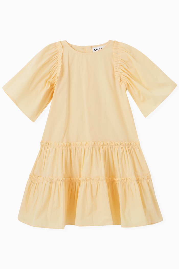 

Cat Ruffle Dress in Poplin, Yellow