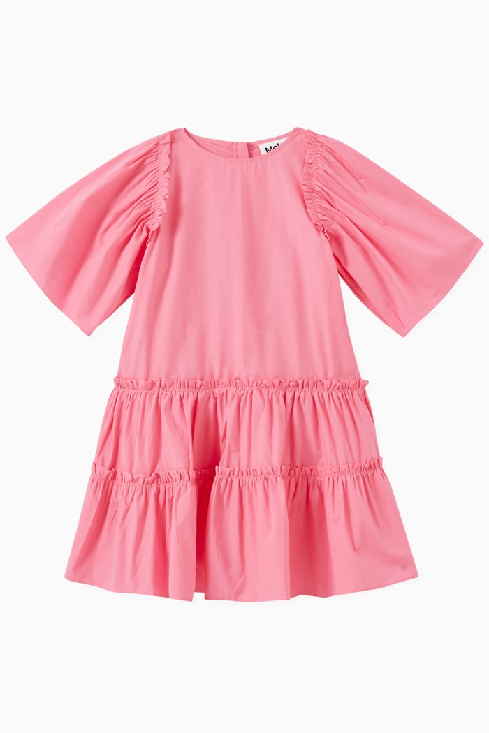 

Cat Ruffle Dress in Poplin, Pink