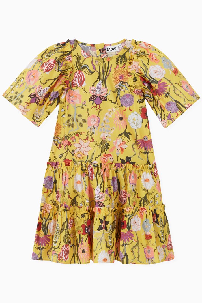 

Cat Ruffle Dress in Poplin, Yellow