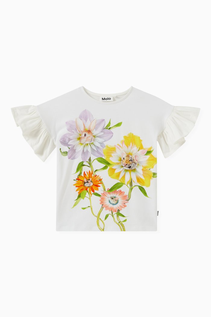 

Rayah Frill T-shirt in Stretch Cotton, White