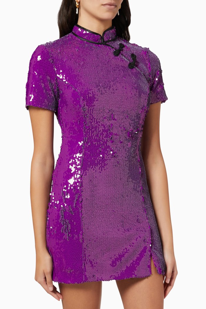 Sequin Mini Dress, Purple