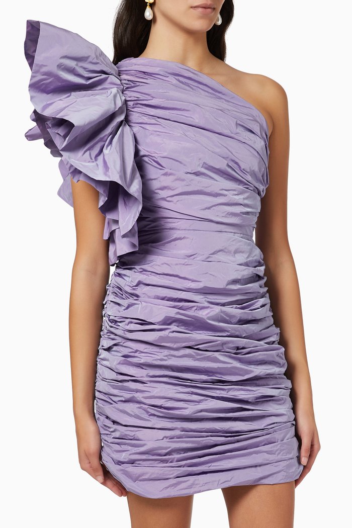 

Ruched Mini Dress, Purple