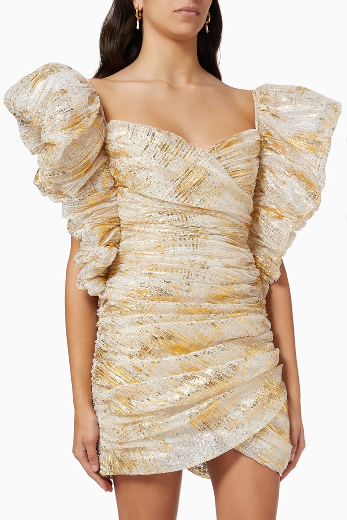 

Wing Mini dress in Metallic Gaufre, Gold