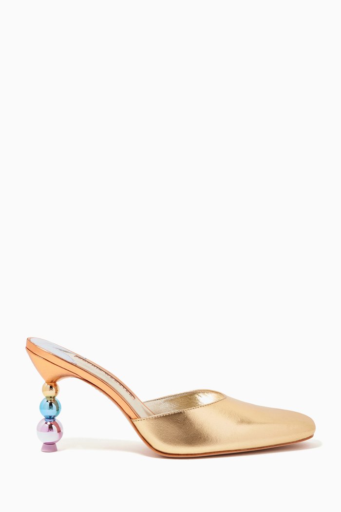 

Pearla 85 Mules in Metallic Leather, Gold