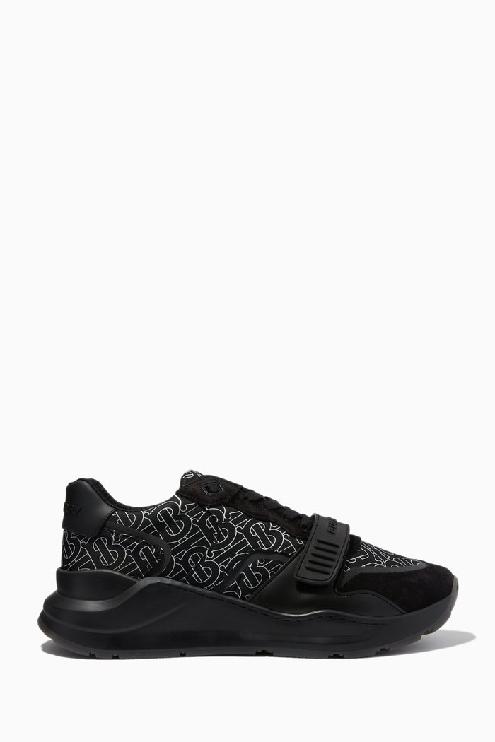 

Ramsey Monogram Sneakers in Nylon & Leather, Black